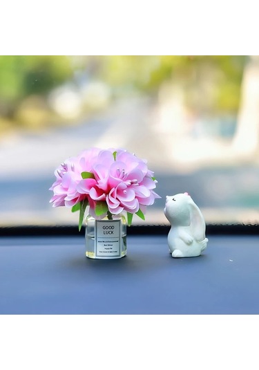 Sevimli Gül Vazo Tavşan Araba Iç Dekorasyon Süslemeleri Otomobil Merkezi Whıte 1 Piece Set