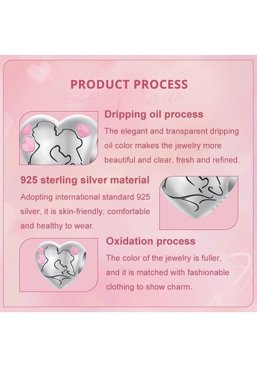 S925 Ayar Gümüş Yağ Damlası Çift Öpücük Aşk Boncukları Scc2990 Çok Renkli