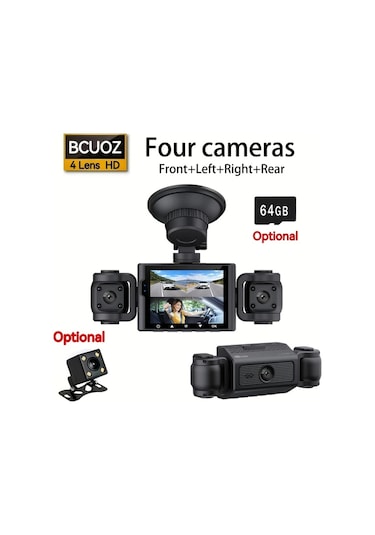 Xuweiwei 360 Derece 4 Kanalli Dash Cam 1080p On Sag Sol Arka 480p 4 Lens Without Card Gece Gorusu Wdr 64gb Opsiyonel 24h Park Modu