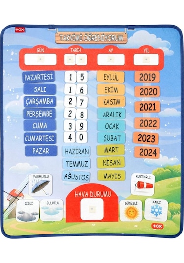 Tox Takvimi Öğreniyorum Keçe Duvar Panosu . Eğitici Oyuncak