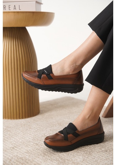 Garantili D0312 Günlük Ortopedik Kadın Babet Ayakkabı Taba