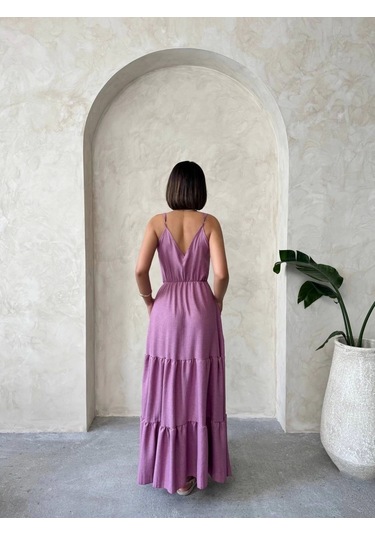 Fırfırlı Katlı Elbise S255049 Gül Kurusu