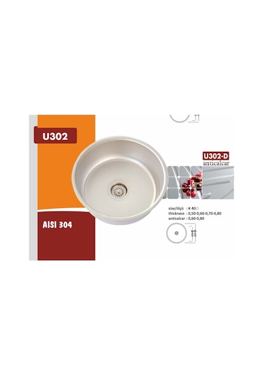 Ekosan K - 40 Yuvarlak Paslanmaz Eviye + Sifon