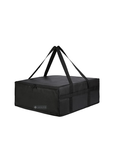 Monyee Siyah Isı Yalıtımlı Pizza Taşıma Çantası - 50x50x20.5 Cm - Lezzeti Isıtarak Taşır - Opp Paketli