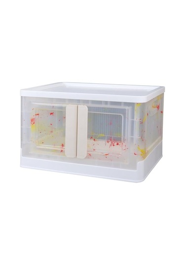 Sunup Sn-25883 72l Katlanabilir Plastik Saklama Kutusu Renkli Kapaklı Tekerlekli 40x64x37cm Beyaz