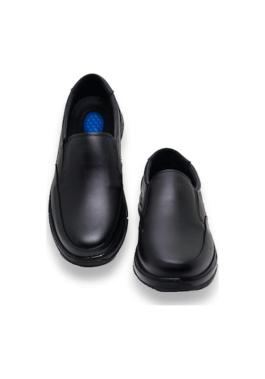 Erkek Hakiki Deri Ultra Rahat Jelli Siyah Günlük Baba Ayakkabısı Siyah