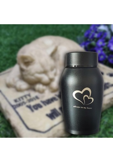 Homyl Pet Urns Paslanmaz Çelik Hatıra Urn Su Geçirmez Siyah Altın