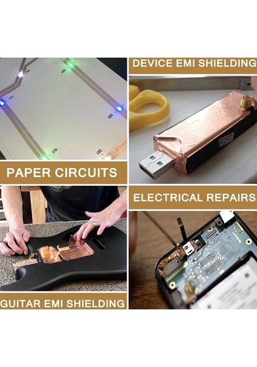 5 Mm x 20 Mt İletken Bakır Folyo Kapton Bandı K. Yapışkanlı Ba...