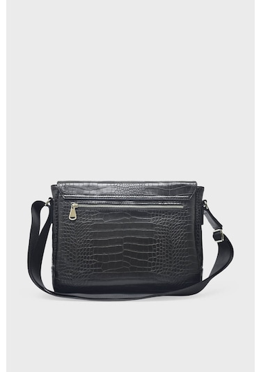 Kanuga Ysm1587 Siyah Kroko Unisex Ysm18y Çapraz Çanta Siyah Kroko Siyah