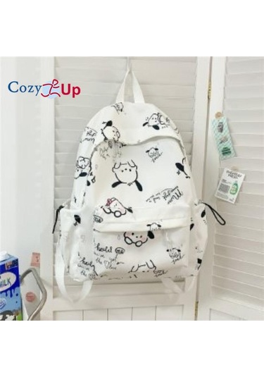 Siyah Ortaokul Ve Lise Öğrencileri İçin Cozy Up Kadın Minimalist Baskılı Sırt Çantası, Graffiti Günlük Sırt Çantası Siyah