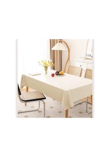 Beyaz Lüks Yüksek Dereceli Kuzu Derisi Pvc Su Geçirmez Ve Yağ Geçirmez Yıkanmaz Masa Örtüsü Dikdörtgen Ev Masa Çay Masası Ve Masa Örtüsü