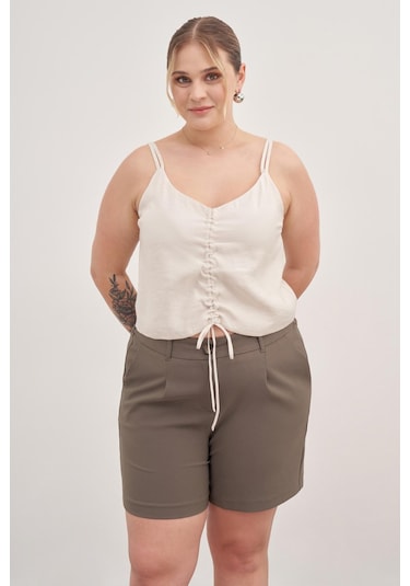 İp Askılı Önü Büzgülü Top-1800 Bej