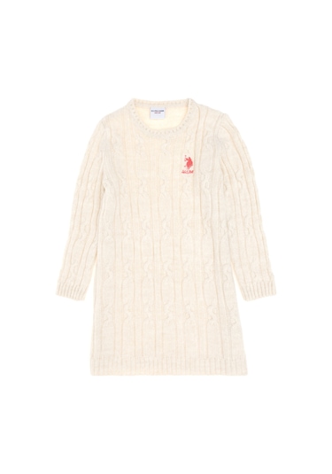 U.s. Polo Assn. Kız Çocuk Krem Melanj Elbise Triko 50297201-vr159 Krem Melanj
