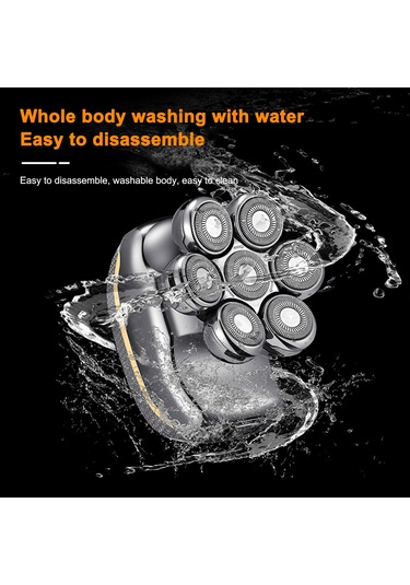 Qingmipy Erkekler İçin 7 Fırçalı Elektrikli Tıraş Makinesi - Tam Gövde Su Geçirmez, Pil Göstergeli, Vücut Bakımı Seti Tıraş, Saç Kesimi, Burun Tüylü, Yüz Temizleme, Masaj - 700mah Li-poly Pil, Silah Rengi Çok Renkli