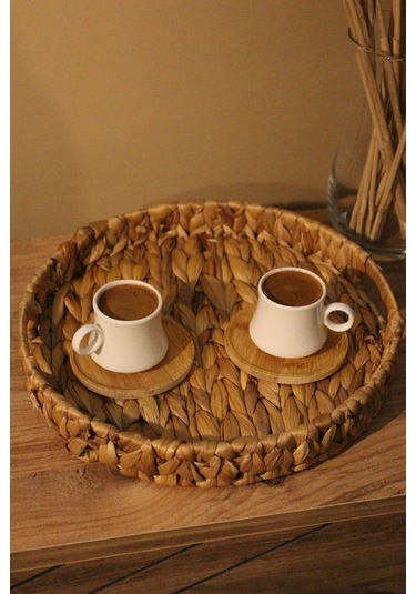 Hasır Su Sümbülü Yuvarlak Tepsi Küçük Boy Organizer Düzenleyici Diğer