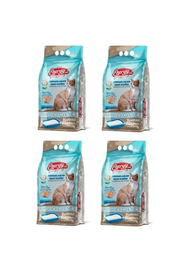 Energy Marsilya Sabunu Kokulu İnce Taneli Topaklaşan Bentonit Kedi Kumu 4 x 10 L