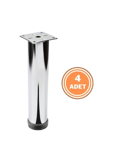 4 Adet Mobilya Ayağı Metal 20 Cm Alttan Ayarlı 42 Mm Krom Ayak