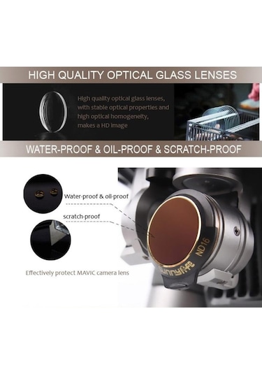 Dji Mavic Pro Kamera İçin Kızaklı Optik Lens 4 Lü Filtre Set Mcuv / Cpl / Nd4 / Nd8