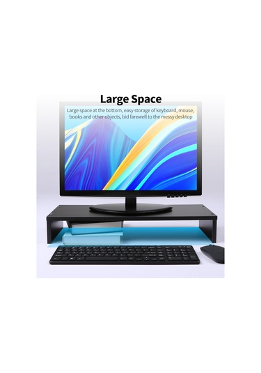 Kangvka Ahşap Monitör Yükseltici Ayak: Klavye Saklama Bölgesi, 30kg Yük Taşıma, Kolay Kurulum - Siyah