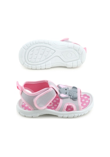 Gezer Kız Çocuk Bilekten Cırtlı Ayarlanabilir Pvc Rahat Esnek Taban Günlük Sandalet Gri