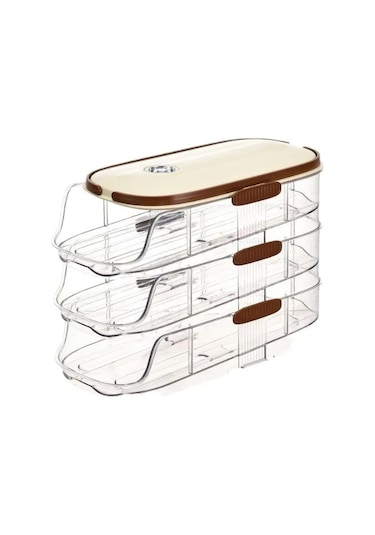 Ev Çok Katmanlı Otomatik Haddeleme Yumurta Saklama Kutusu Mutfak Ekru