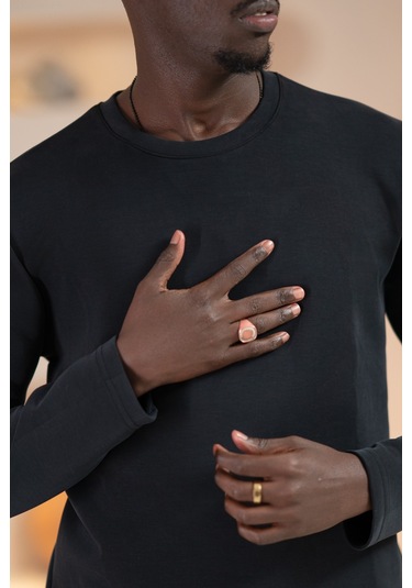 Paul Martin Modal Esnek Kumaş Regular Fit Mevsimlik Sweatshirt Siyah