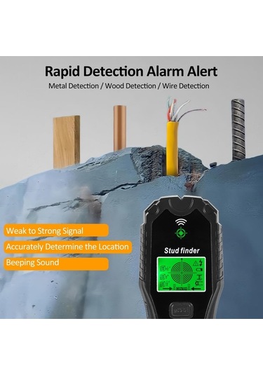 Pazly 5'1 Arada Çoklu Fonksiyonlu Duvar Tarayıcı - Lcd+alarm, Metal/ahşap/kablo/kiriş Tespiti Merkezi/kenarı