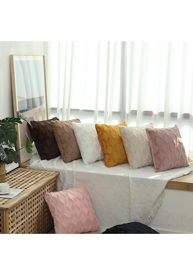 Katı Kanepe Bel Yastık Örtüsü Yastık 40x40/45x45/50x50 Ev İçin Dekoratif Kırlent Kılıfı Açık Pembe