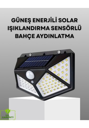 100 Led Solar Lamba Hareket Algılamalı Bahçe Duvar Dış Mekan Aydı