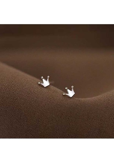 Flybuy Kadın Küpe 1036 Ayar Gümüş Kaplama Platin Takı Küçük Boy Gümüş 112 Küçük Boy Gümüş