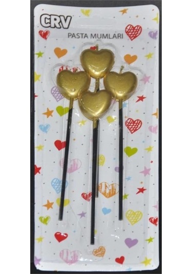 Çubuklu Kalp Mum 4lü Altın