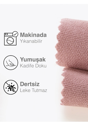 Kadife Dokulu Buğulu Gül Rengi Daily Series Runner 40 X 140 Buğulu Gül