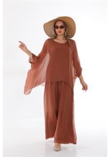 İtalyan Yarasa Kollu İpek Bluz-9220 Tarçın