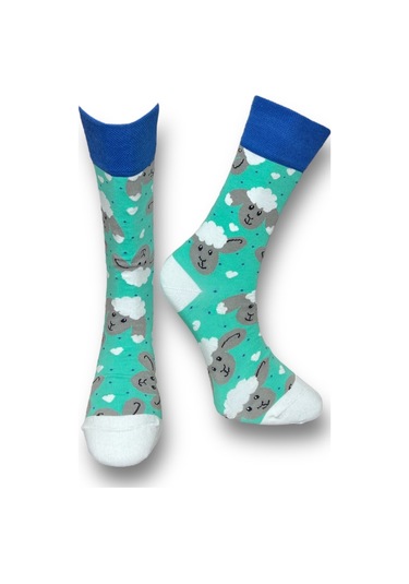 2'li Unısex Kelebek Ve Kuzu Tasarımlı Esnek Nem Alabilen Pamuklu Spor Soket Çoraplar Çok Renkli