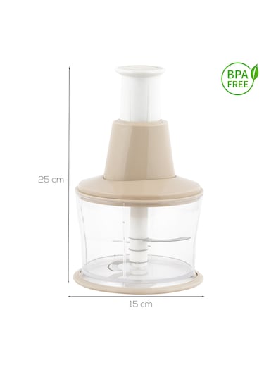 Porsima 232-2 Basmalı Pratik El Rondosu 3 Bıçaklı Blender Doğrayıcı 1000ml Cappuccino Cappuccino