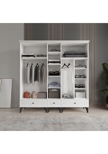 Beenal Nisa 5 Kapaklı Gardırop Dolap 200cm Beyaz - Beyaz