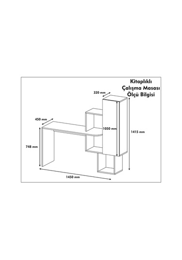 Variant Variant Açelya Kitaplıklı Çalışma Masası Ceviz-Beyaz Beyaz  -  Ceviz