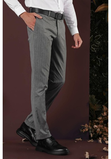 P 1134 Slim Fit Gri Spor Pantolon Gri