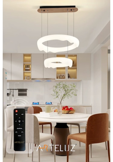 Luxury Pınterest Model Modern Sarkıt Çift Katlı Avize 50+35 Cm Beyaz