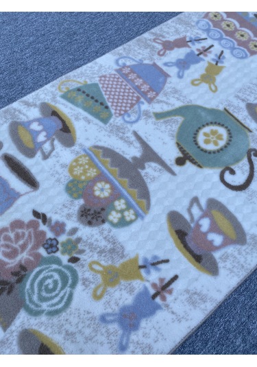 Kahve Fincanlı Kesme Halı 80x250 Pudra Vizon Akrilik Halı