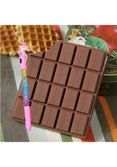 Kokulu Çikolata Defter Ve Unicorn Temalı Işıklı Sulu Pullu Kalem