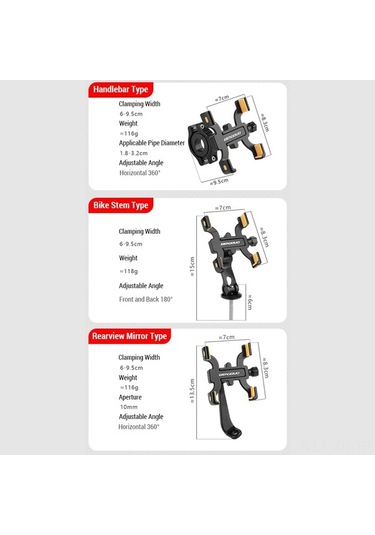 Moly Alüminyum Bisiklet Telefon Tutucu, Dört Çenekli, Kolu Tabanlı, Yol Bisikleti İçin Sürdürülebilir, Su Geçirmez, Dayanıklı Taşıma Aksesuarı