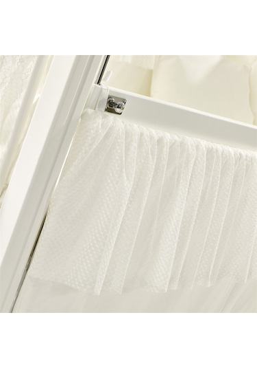 Meltem Kids Kral Sallanır Ahşap Anne Yanı Beşik 60x120 cm (beyaz-ekru) Ekru