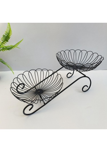 Suntek 2 Katmanlı Metal Meyve Sepeti Yerden Tasarruflu Siyah Siyah