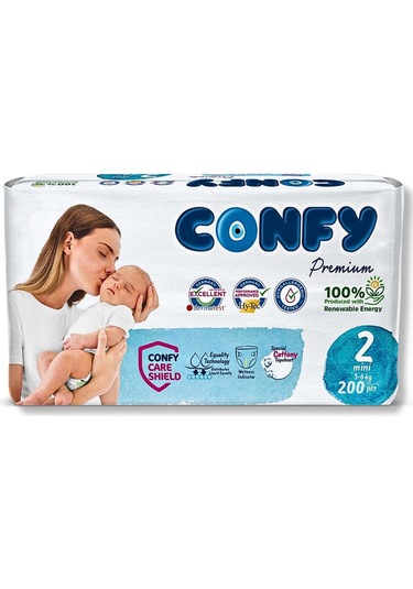 Confy Premium 2 Numara Bebek Bezi Mini 3 - 6 Kg 200 Adet