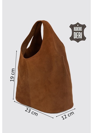 Hakiki Deri Kadın El Çantası Taba Süet Smr9200-2 Taba Süet