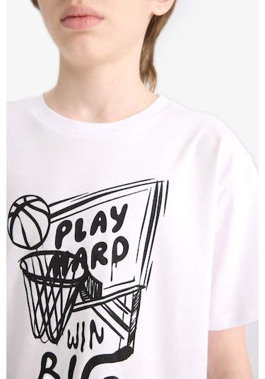 DeFacto Erkek Çocuk Bisiklet Yaka Baskılı Kısa Kollu Tişört F0170A825SMWT34 DeFacto Erkek Çocuk Bisiklet Yaka Baskılı Kısa Kollu Tişört F0170A825SMWT34