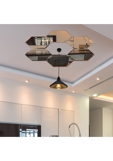 Ayna | Bronz Ayna | 6'Lı Takım Altıgen Tavan Aynası Bronz