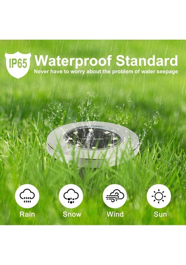 Suofeng 4'lü Paket 8 Led Güneş Enerjili Paslanmaz Çelik Toprak Içine Takılabilir Bahçe Yol Işığı - Su Geçirmez Beyaz Işık Diğer