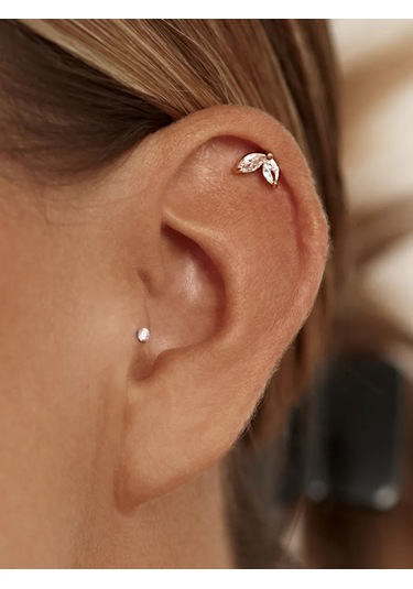 Zoloto Russkih 925 Gümüş, Altın Kaplama Labret Piercing Tragus Helix 156113788 Gri